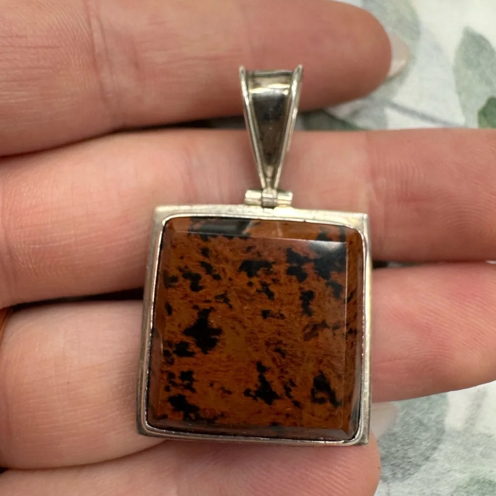 Stunning Mahogany Obsidian Pendant Set In Sterling Silver 17.5g